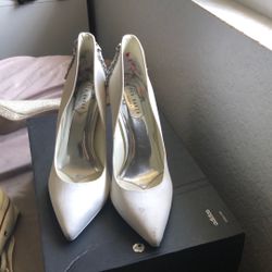 Ted Baker Mieon Embellished Court Cream Satin Heels