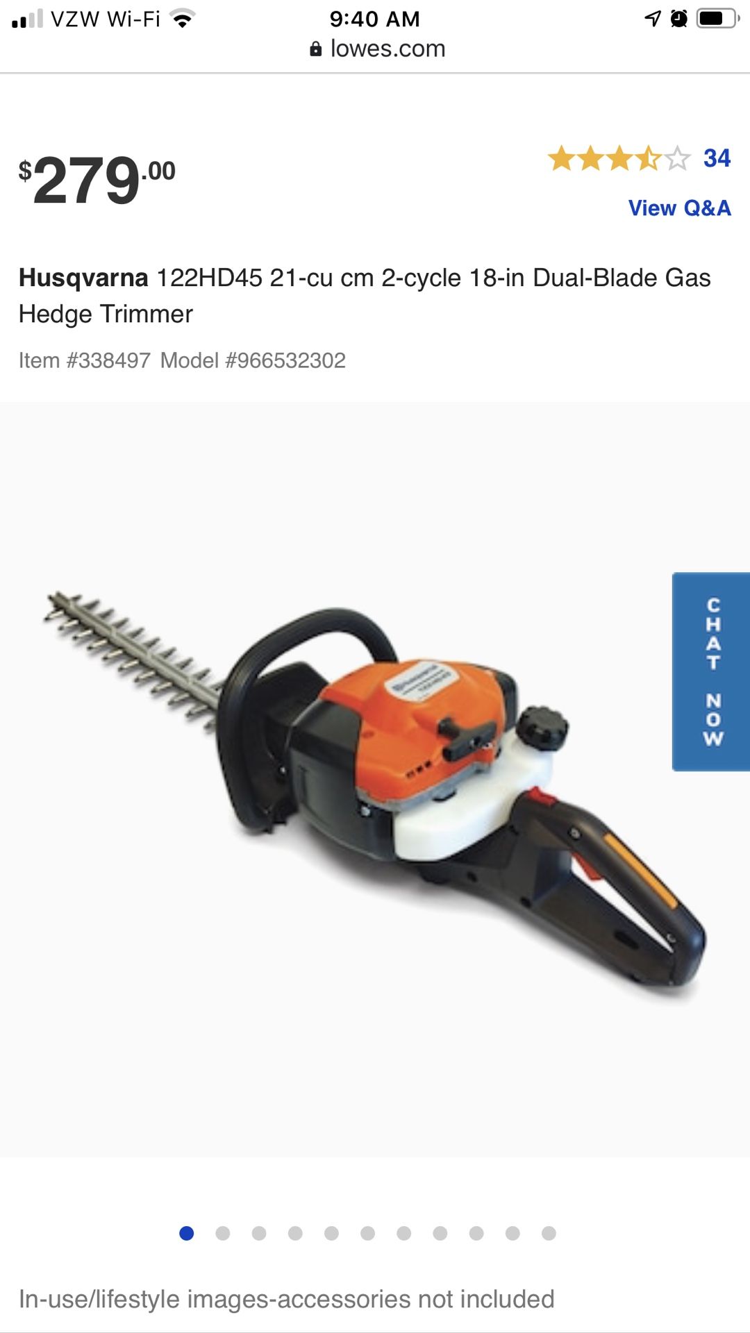 Husqvarna 122HD45 21-cu cm 2-cycle 18-in Dual-Blade Gas Hedge Trimmer