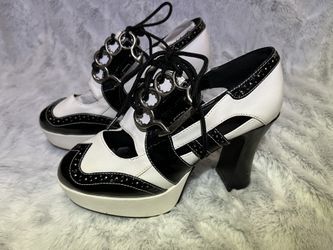 Funtasma Sexy White Black Platform Heels 9