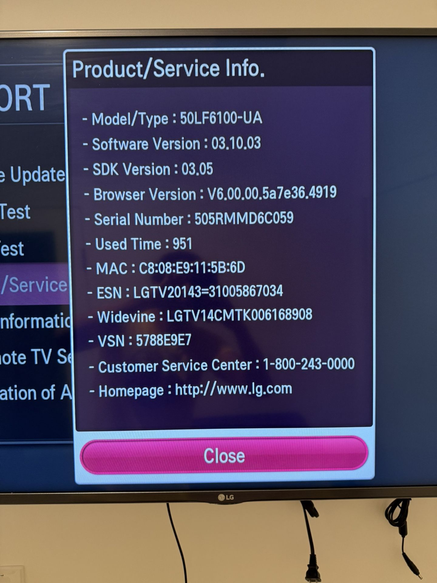 For sale - LG 50 Inch TV - 50LF6100