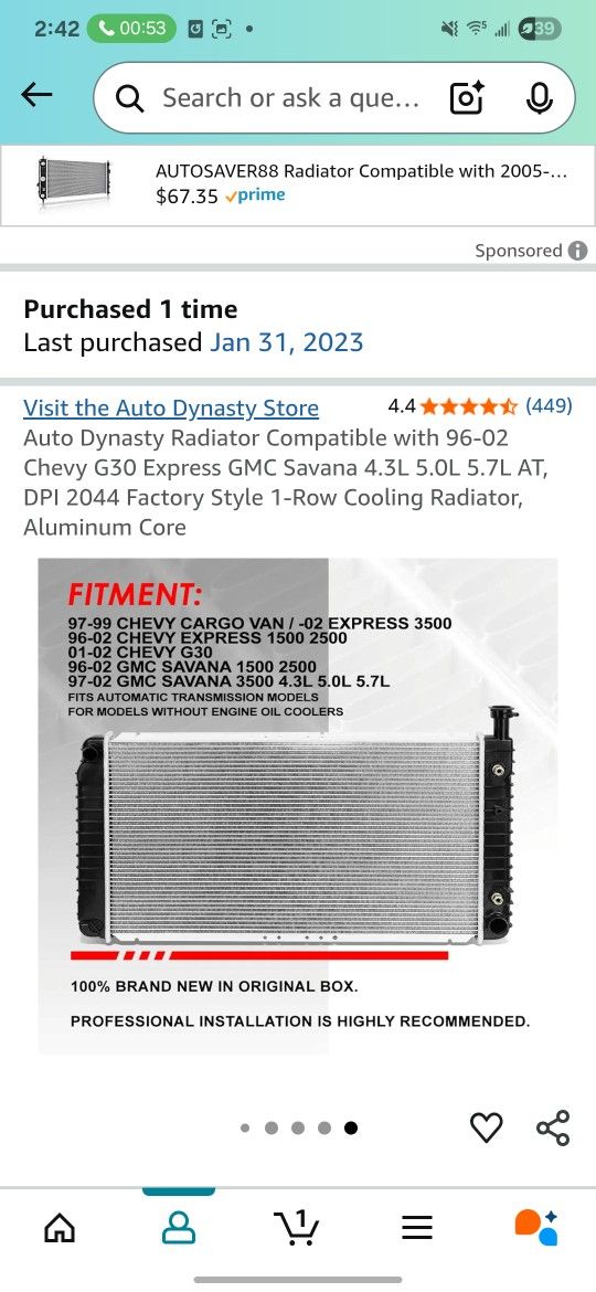Radiator Fits Cargo Most Chevy Cargo Vans/96-02Gmc Trucks
