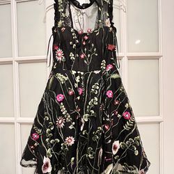 Black Dress With Flowers Size 0