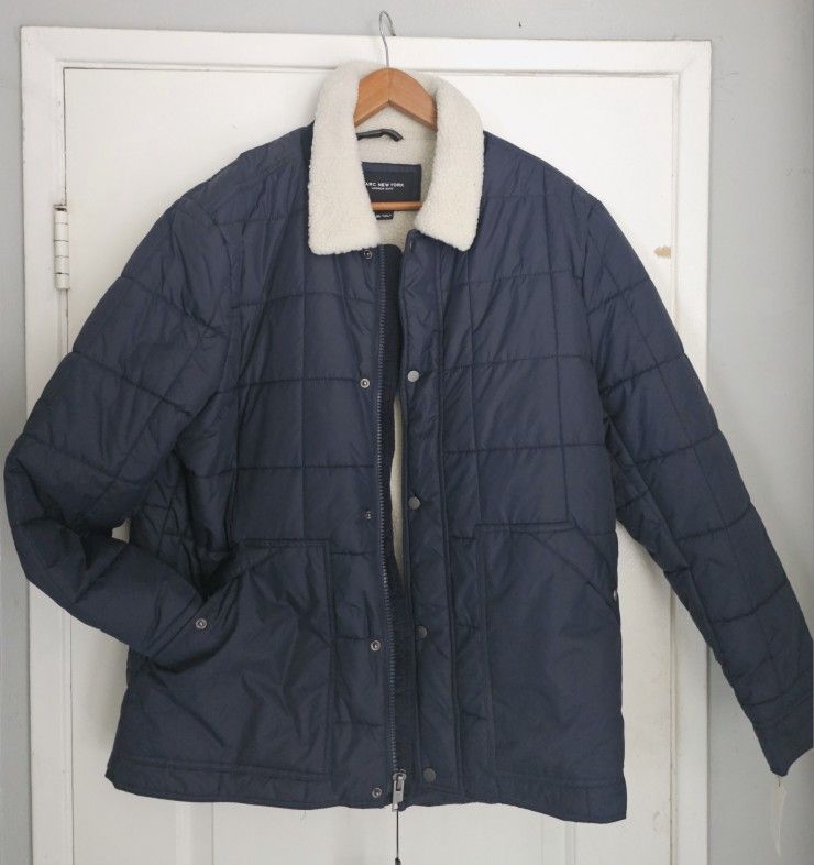 Men's Andrew Marc Blue Jacket XL Sherpa