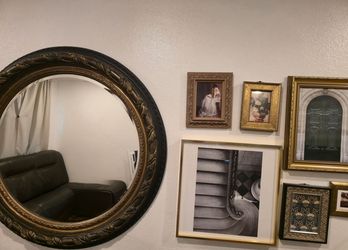 Decorative mirror and paintings