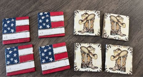 Patriotic and Western Coaster Sets