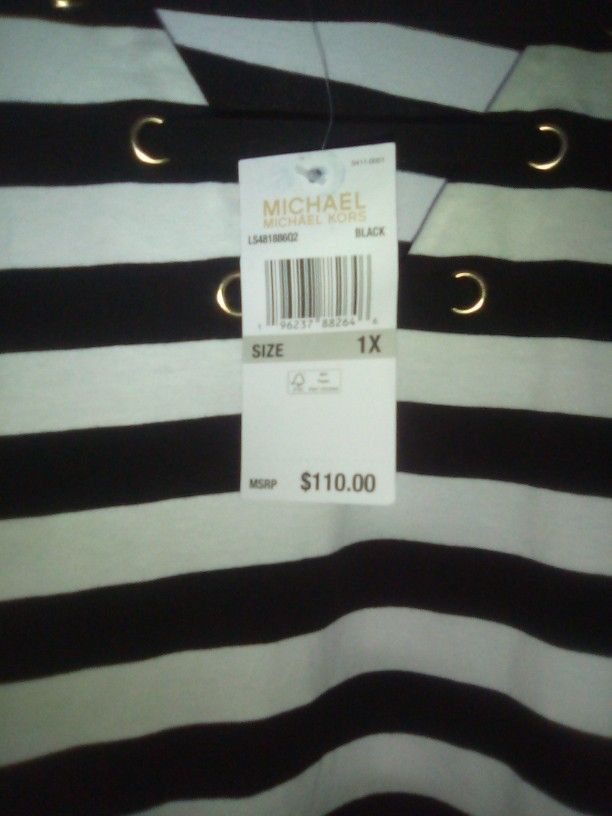 Michael Kors Black And White Striped Dress  