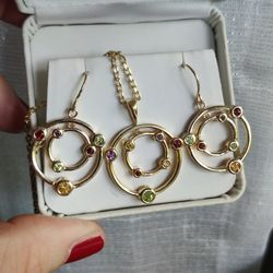 Multi-gemstone Necklace And Earrings Chakra Jewelry "Peace Within"