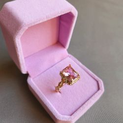 1pc Elegant Wedding Day Pink Diamond Ring