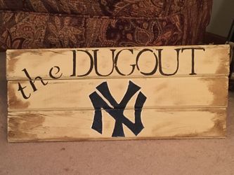 NY Yankees Wood Sign 24 x 10