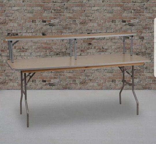 New Atlas 72'' x 12'' x 12'' Birchwood Bar Top Riser with Silver Legs