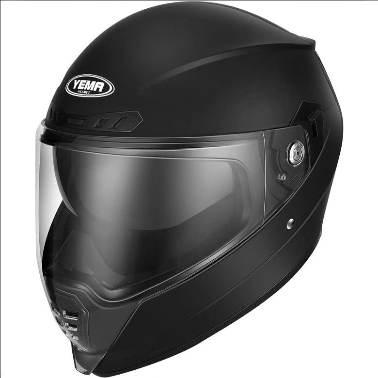 Yema Ym-838 Full Face Motorcycle Helmet, Matte Black, XL Size