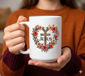 Brand New "Loved by Jesus" Premium Ceramic Christian Mug (15 oz, White)