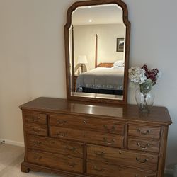 Solid Wood Dresser And Mirror