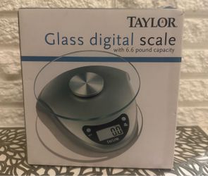 Taylor Glass Digital Kitchen Scale 6.6 Ib Silver/Black Tare Auto Off