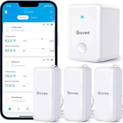 Govee WiFi Hygrometer Thermometer Sensor 3 Pack, Indoor Wireless Smart Temperature Humidity Monitor with Remote App Notification Alert, 2 Years Free D