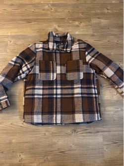 Levi’s Quilted Plaid Sherpa Jacket/Shacket – Men’s XL – Brown/Cream