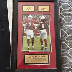 NFL Arizona Cardinals Larry Fitzgerald Carson Palmer Framed Picture Plaque Signed.