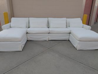 sixpenny Elias White Slipcovered U-Shape Sectional Sofa