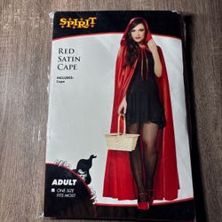 Little Red Riding Hood Red Satin Cape Halloween Costume Adult One Size