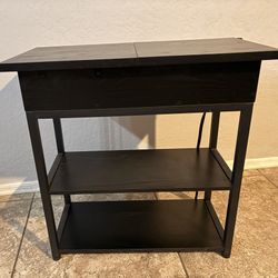 Black Narrow Night Stand/Side Table Charging Station