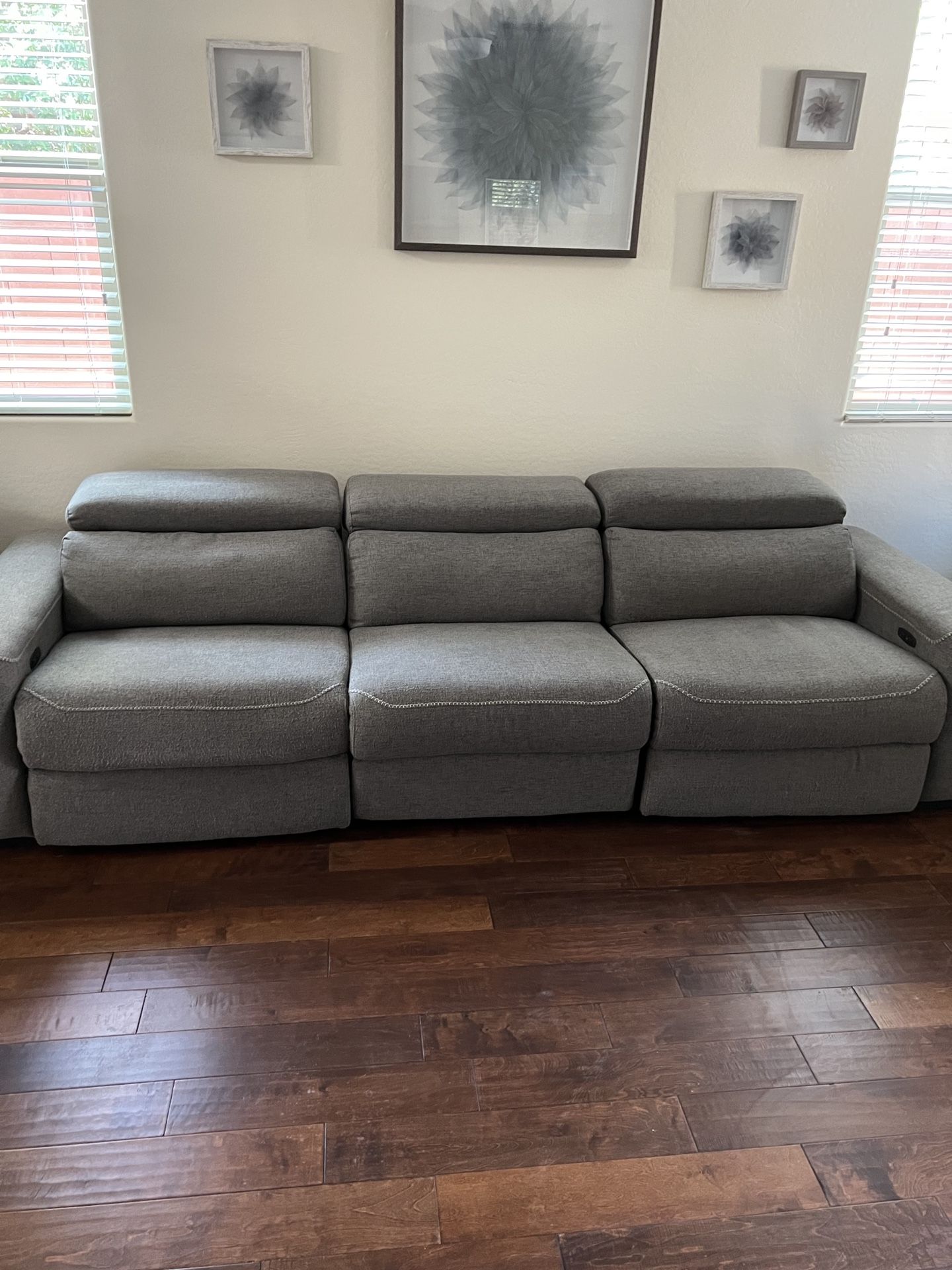 Ashley Furniture Grey Power Reclining Couch