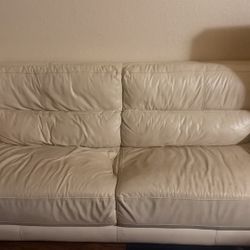 Cream Leather Couch