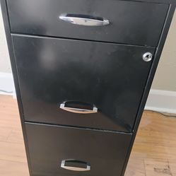 3-Drawer Black Metal File Cabinet (Locking) – moving sale!
