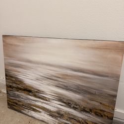 Large Modern Wall Art Canvas – 47” x 37” Neutral Abstract