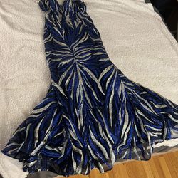 Beautiful Blue And Silver Prom Dress