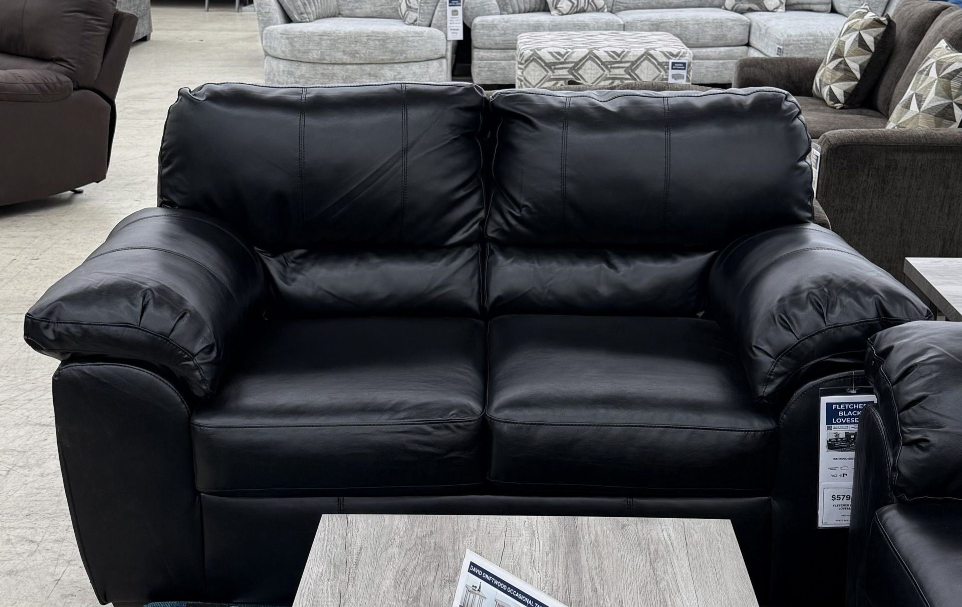Fletcher Black Sofa, Loveseat, and Recliner