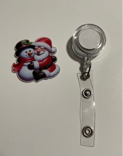 New Santa n Snowman Retractable ID Badge holder