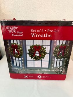 CHRISTMAS WREATHS SET 3 WITH ELECTRIC LIGHTS