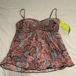 Women’s Tankini Swimsuit Bikini Floral top size 14
