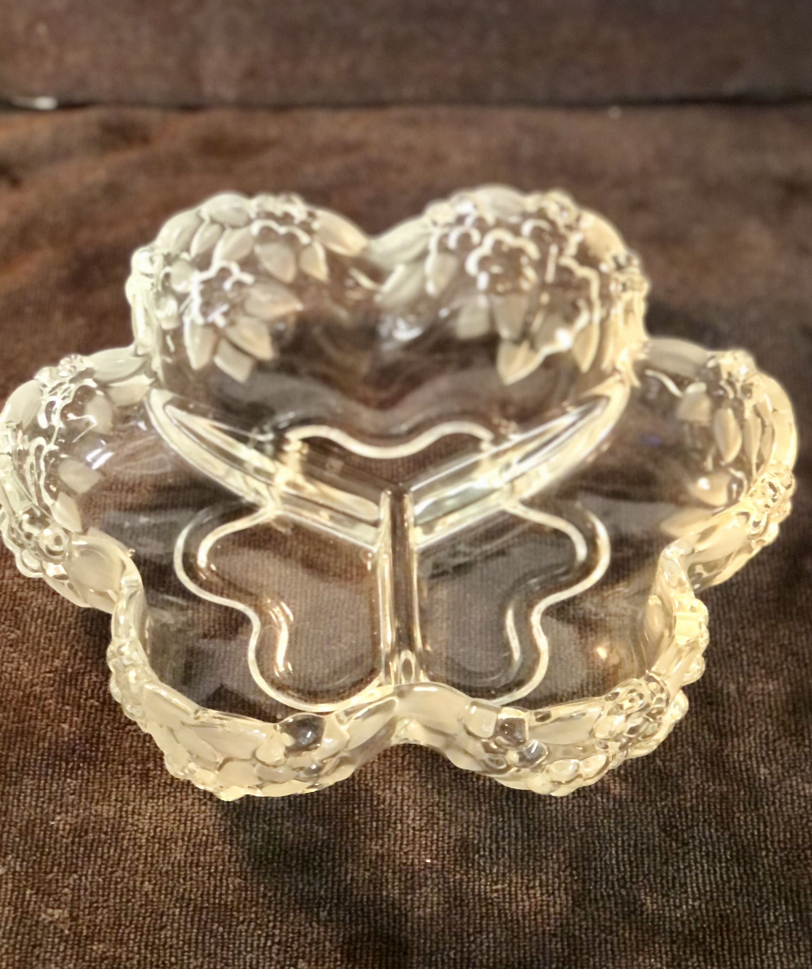 Vintage Mikasa Walther Crystal West Germany Translucent 2D Flower Serving Bowls