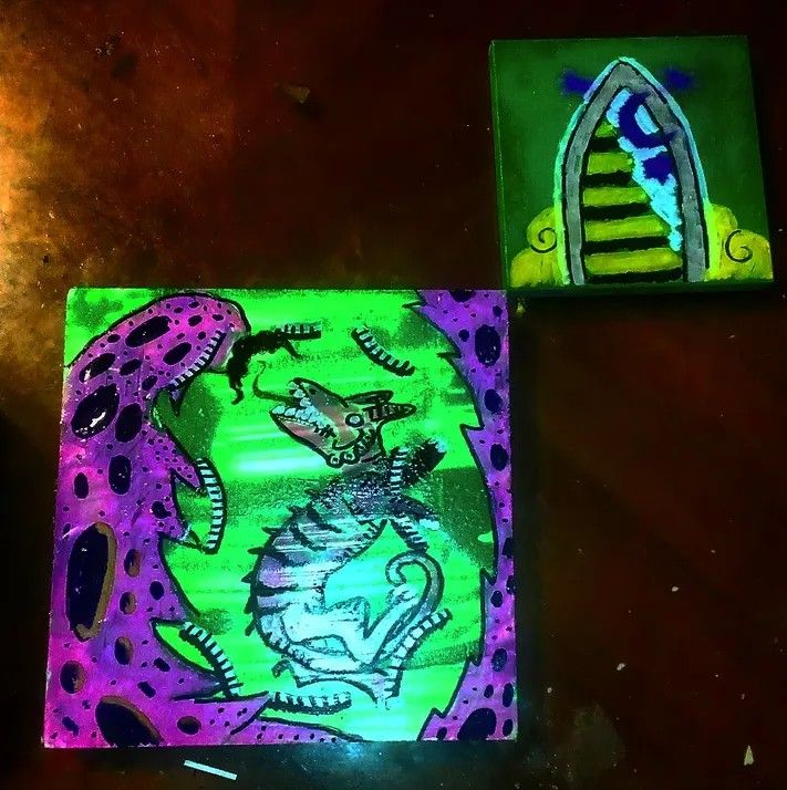 Glow In The Dark Paintings On Tile (Different Sizes) /Free Art