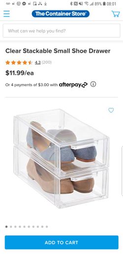 CONTAINER STORE CLEAR STACKING DRAWERS. 35 AVAILABLE IN DIFFERENT SIZES NEW