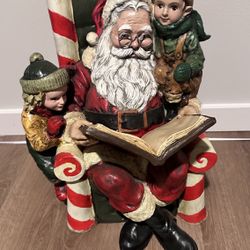 Vintage 24” Sitting Santa Claus & Kids Christmas Decor Plaster/Resin?