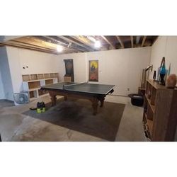 Solid Oak Pool Table & Ping Pong Combination