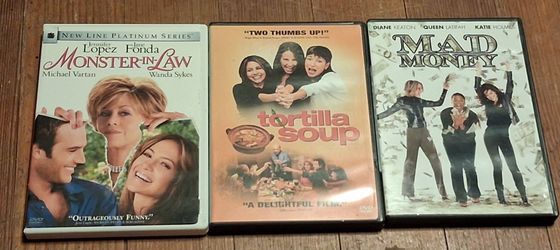 Lot of 3 Comedy DVDs Tortilla Soup Mad Money Monstsr In Law