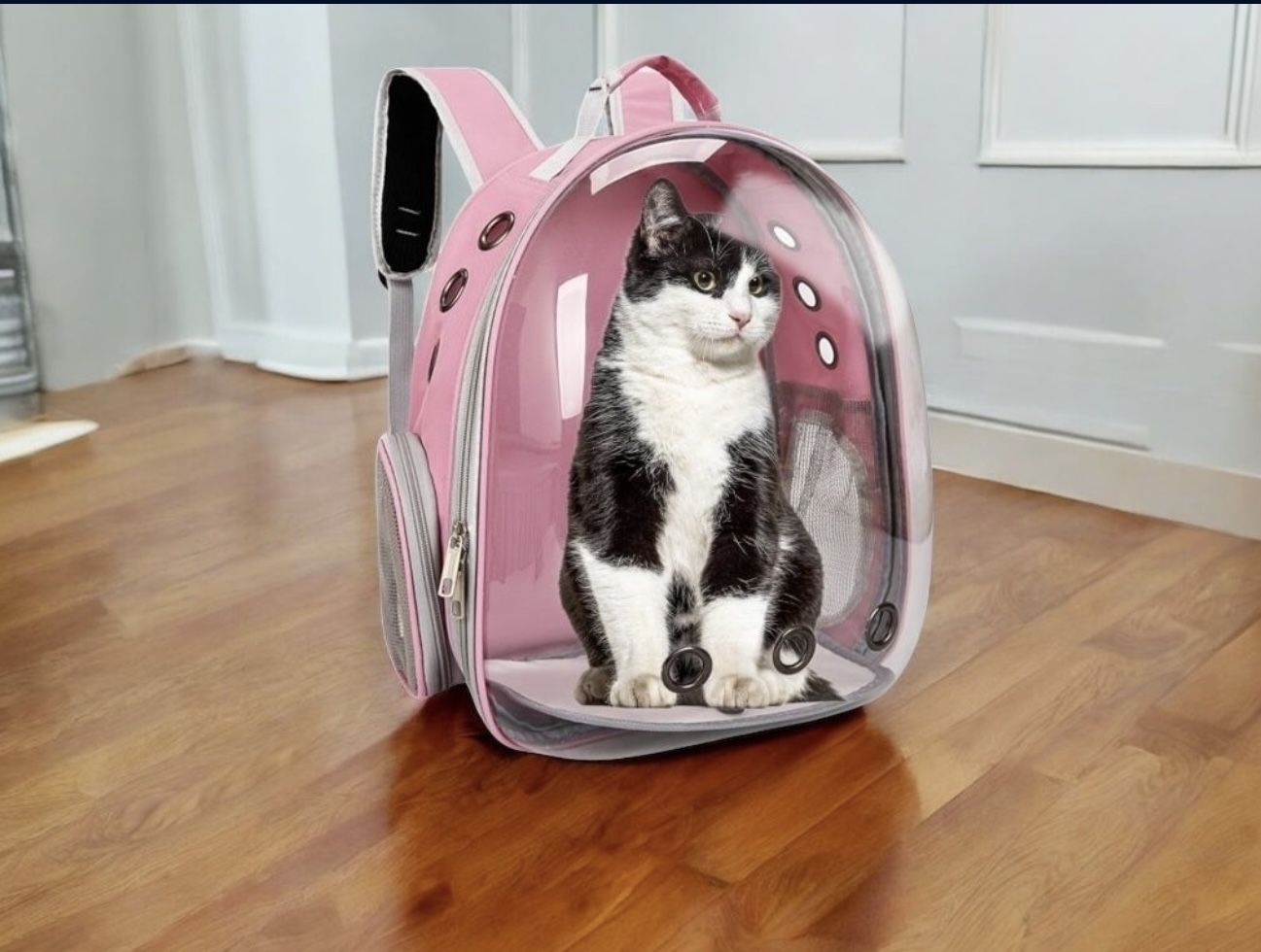 Pink-PetPack Adorable Bubble Carrying Bag for Small, Medium dogs Cats, Space Capsule Pet Park, Hiking backpack, Airline Approved Travel Carrier