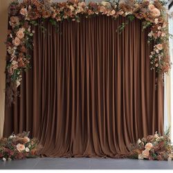 10x10ft Brown Backdrop Curtains No See Through Brown Polyester Party Background Decoration
