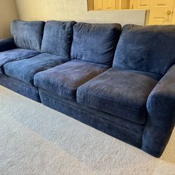 10.5 Foot Navy Blue Microfiber Couch