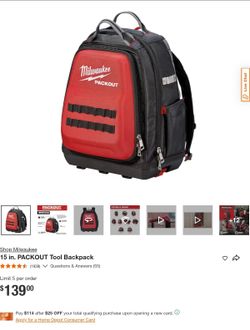 Milwaukee pockout backpack