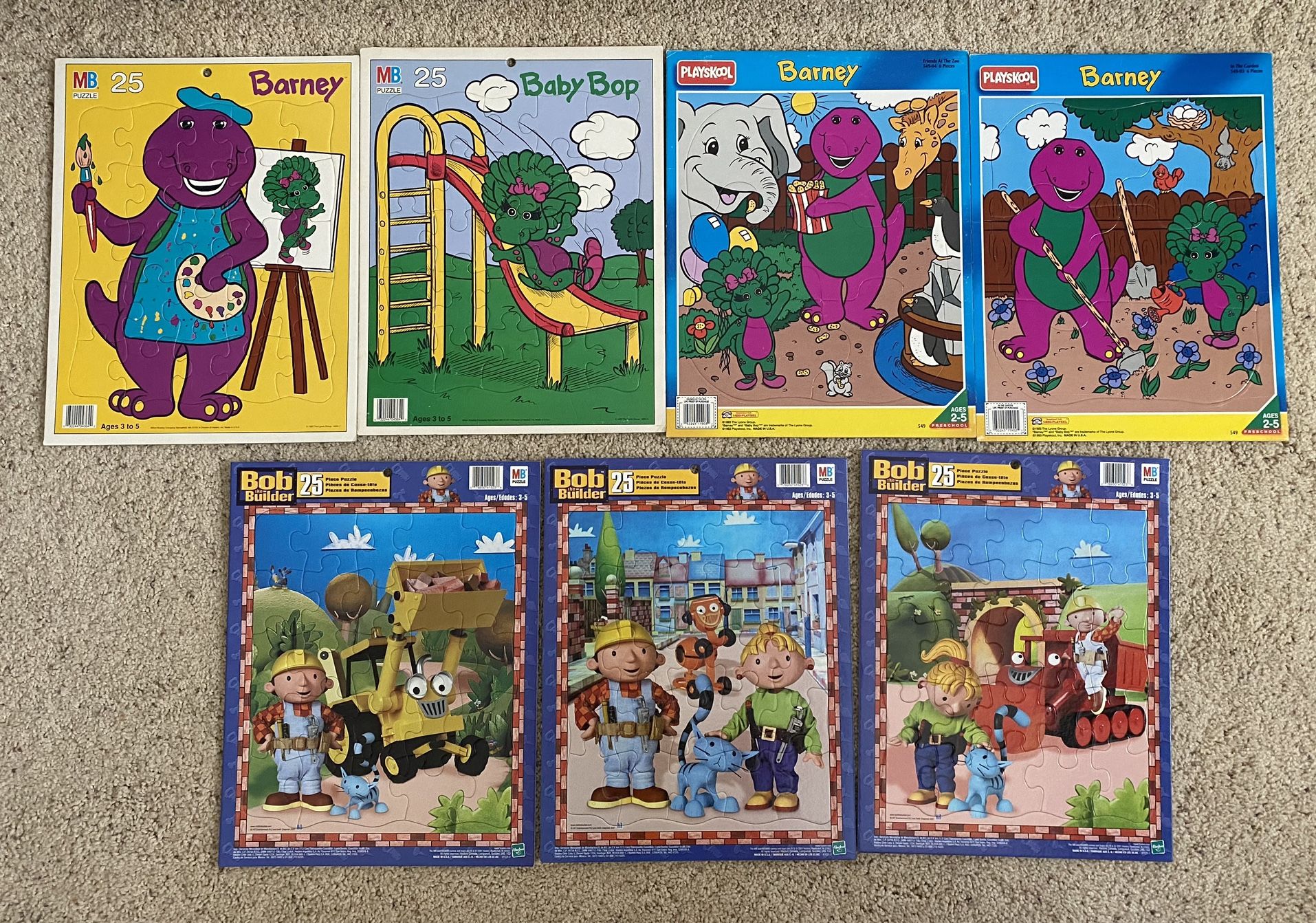 VINTAGE CLASSIC KID PUZZLES (Barney & Bob The Builder)