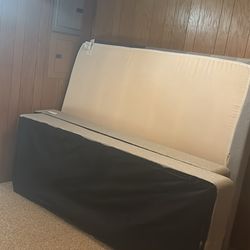 New queen mattress with split boxspring and frame