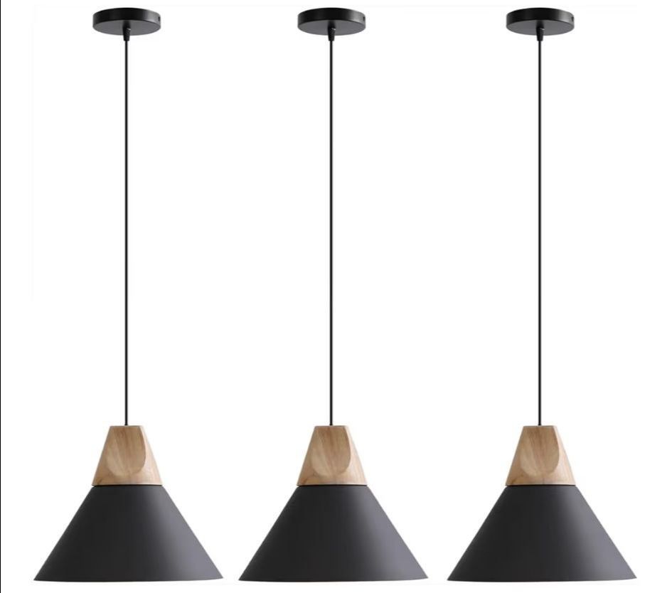 (Brand New in Box)
Pendant Light,Solid Wood Ceiling Hanging Lamp,Modern Matte Black Pendant Lighting for Kitchen Island Dining Room Coffee Bar (Black