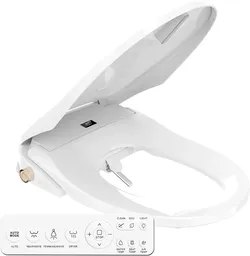 Electric Bidet Toilet Seat Elongated,Heated Toilet Seat with Adjustable Warm Water & Pressure,Feminine & Front Rear Wash,Self-Clean Nozzle,Night Light
