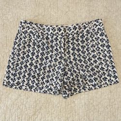 Ann Taylor LOFT Women’s Eyelet Blue & White Floral Lined Shorts Size 00
