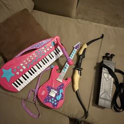 Kids Guitar Keyboard And Bow/Arrow