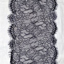 12” Black Chantilly Lace Double Scallop Eyelash Fringe Trim, $10 yd, 1YD Min Order, 5 Avail 